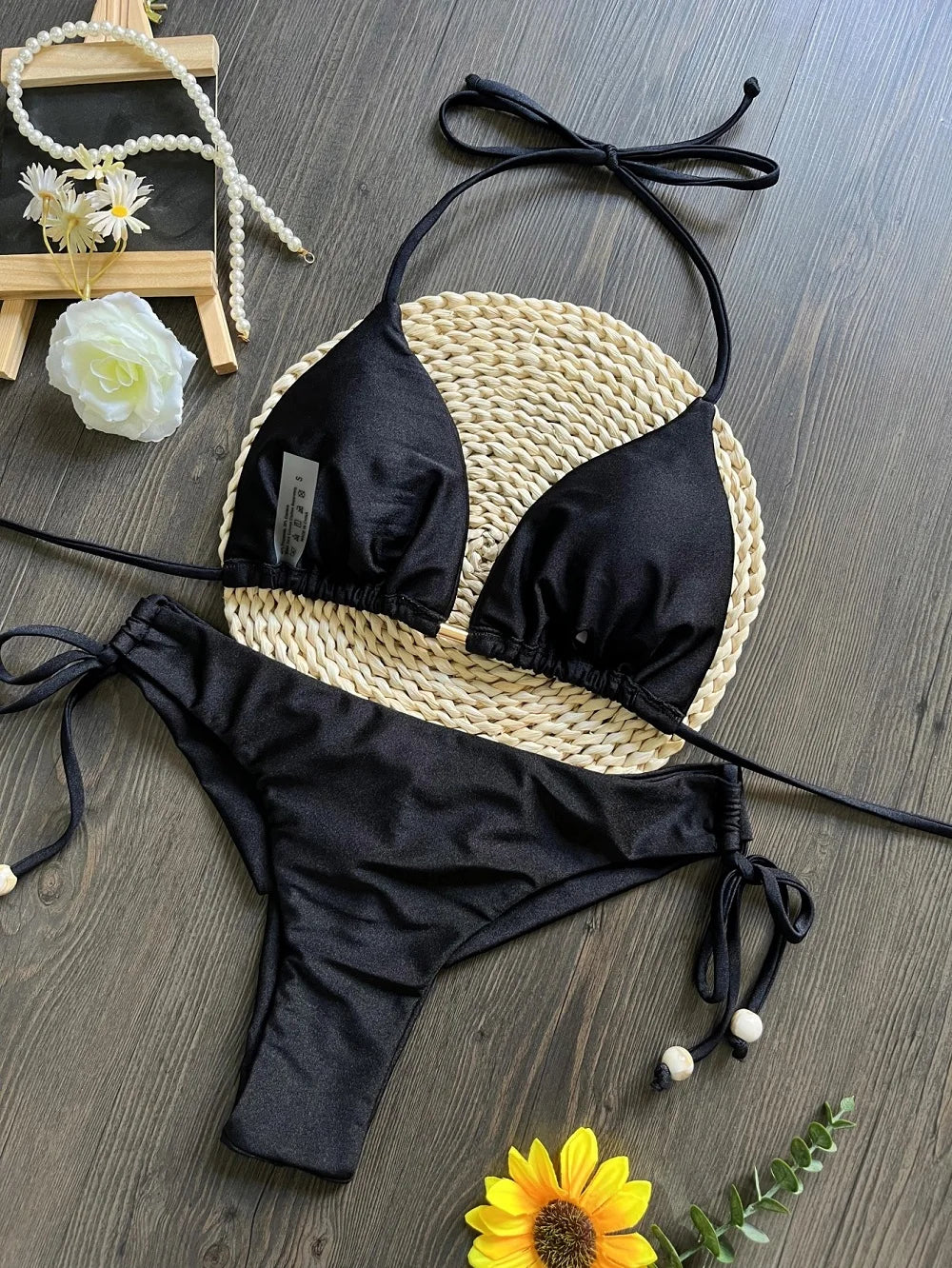 2025 nouveau Triangle Sexy maillot de bain pour femmes Bikinis brésiliens licou maillots de bain Push Up maillot de bain chaîne en métal plage Bikini ensemble