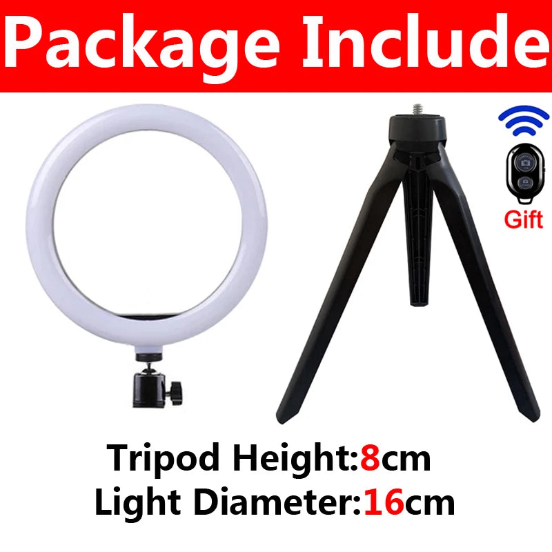 Anneau Lumineux LED Selfie 16/26/33 cm — Trépied, Télécommande Bluetooth, Éclairage Vidéo