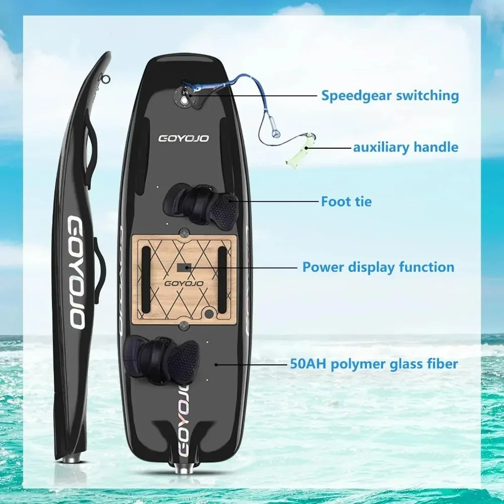 Tabla de surf eléctrica de fibra de carbono para adultos con propulsión a chorro, de alta velocidad de 10 kW, con 3 colas inteligentes