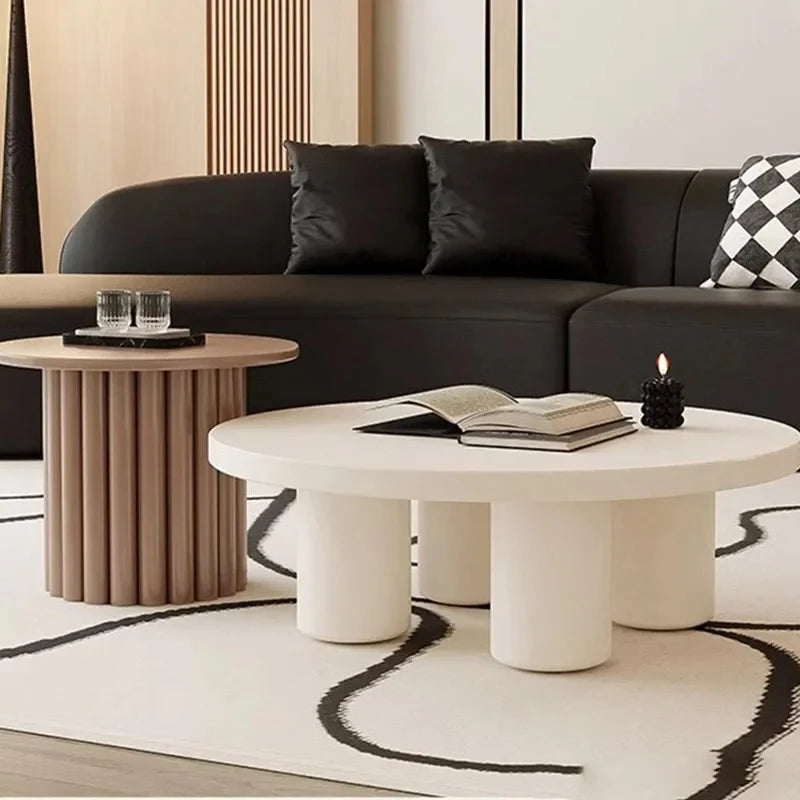 Minimalist Aesthetic White Wooden Round Side Table, Small Simple Coffee Table, Modern Design, Auxiliary Home Furniture