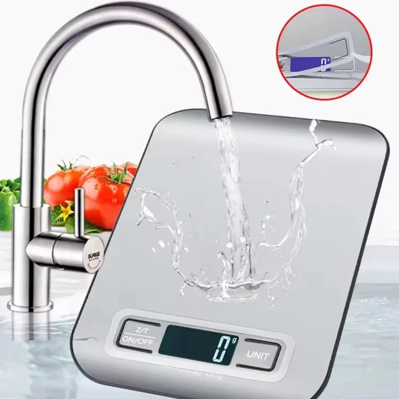 Digital Kitchen Scale with LED Display, 5 kg/1 g Stainless Steel, Electronic Weighing for Food, Jewelry, Snacks, Baking, Kitchen Tools