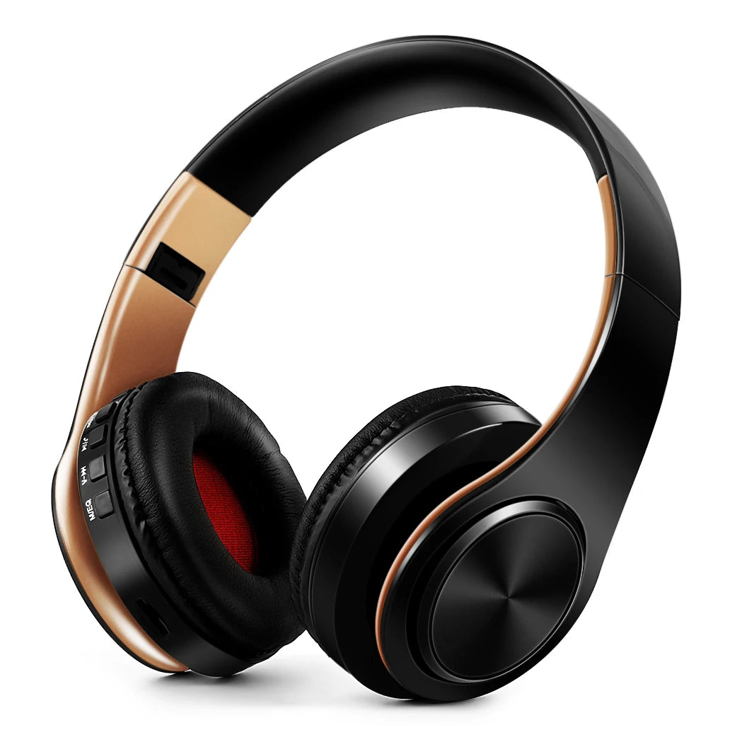 Auriculares inalámbricos Bluetooth para hombre, regalo dorado, auriculares estéreo, juego con micrófono incorporado, universales para Android e iOS