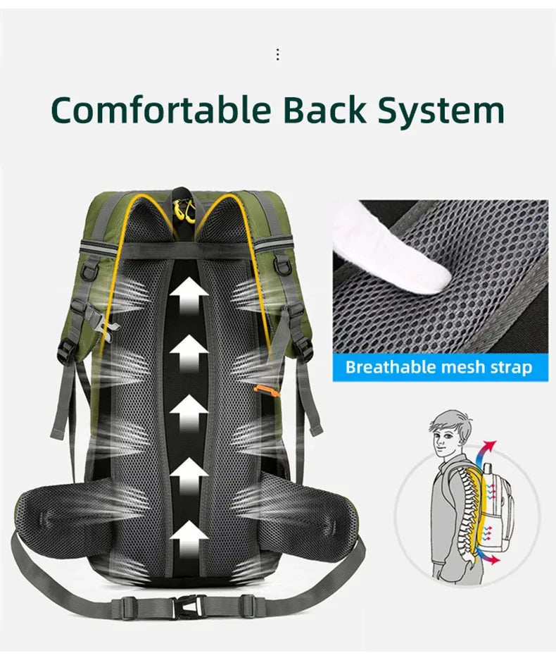 Sac à dos d'escalade en nylon pour homme, sac à dos de camping, sac à dos de randonnée, sports de plein air, canadisme, trekking initié, sac à dos de voyage, 50l