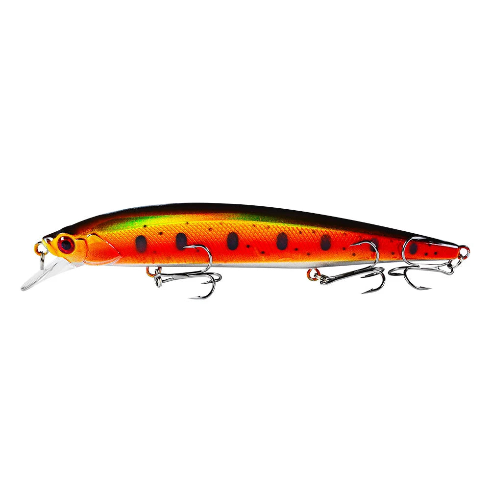 1 pièces leurre de pêche Wobbler réaliste yeux 3D 14 cm/18.5g vairon appât dur artificiel matériel de pêche leurre flottant avec 6 #   Crochets