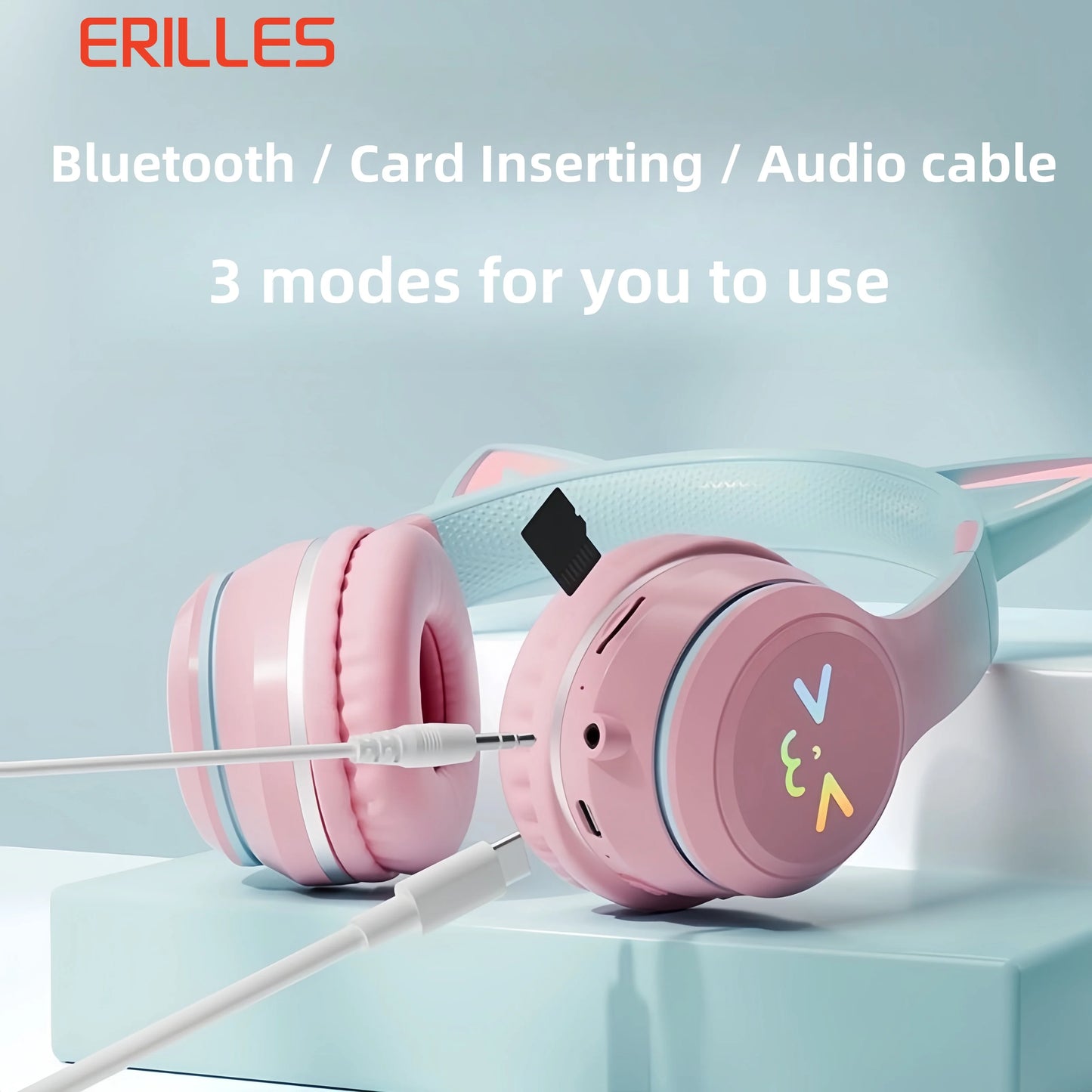 GRB Glow Gaming Mediator Set, Gamer Stereo Bass, Cat Ear, Wireless Earpods, Bluetooth Earbuds, TYPE-C Cable, Bluetooth Headset, Hands-free