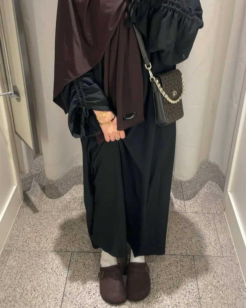 Robe modeste pour femmes musulmanes, arabie saoudite, Eid dubaï, Abaya uni, fête de vacances islamique, couleur unie, turquie, poignets à lacets, vêtements longs, 2024