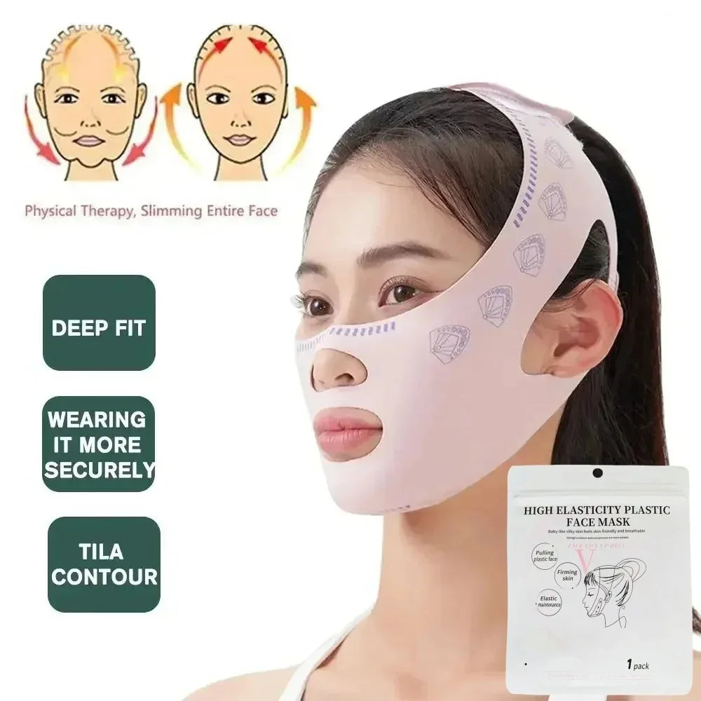 Adjustable V-face lifting mask, reusable and breathable facial shaping bandage for double chin reduction, tightening, gift, 1 piece