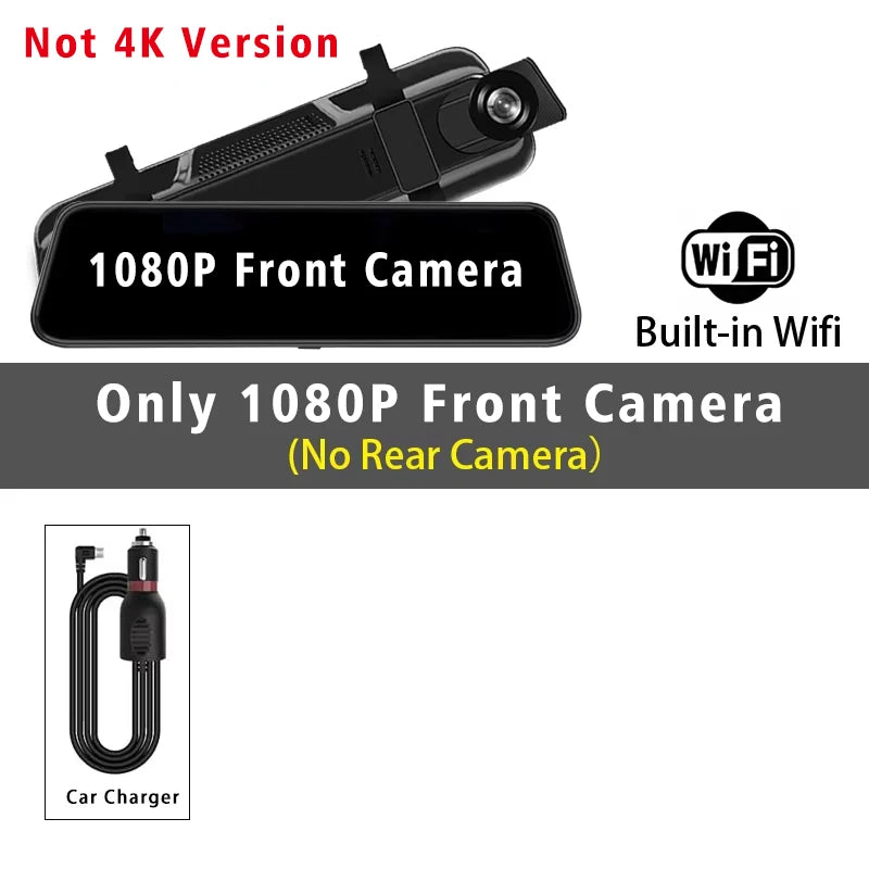 10 "Dash Cam 4K 2160P GPS WIFI voiture Dvr miroir double lentille Dashcam IPS écran voiture caméra lecteur enregistreur flux rétroviseur