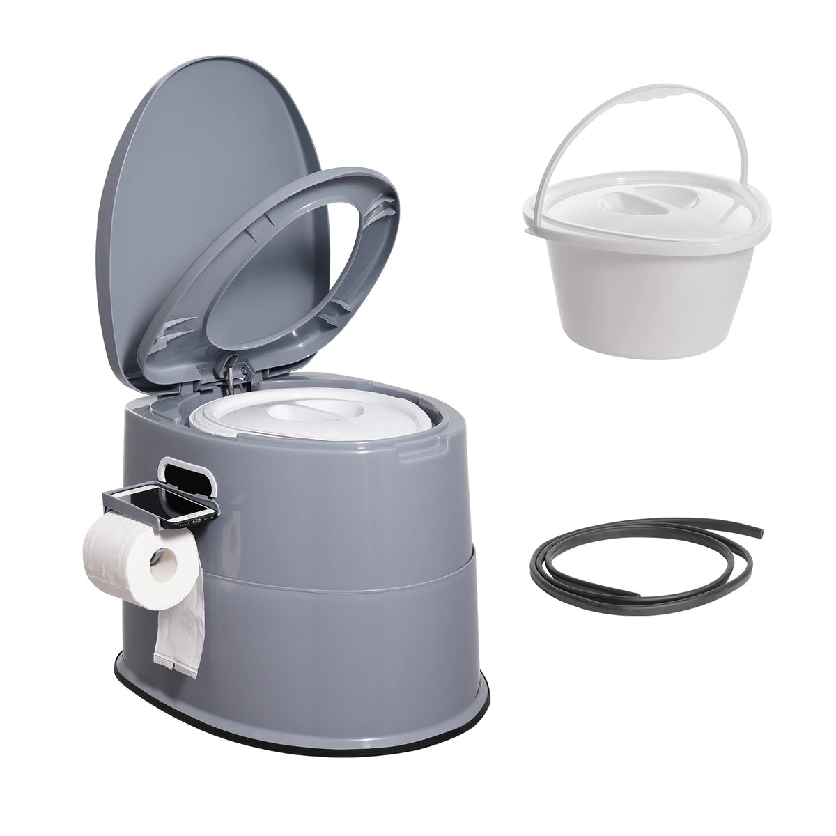 SucceBuy Toilettes portables pour camping Toilettes de voyage avec seau intérieur amovible de 1,3 gal/porte-papier amovible pour un long voyage sur route