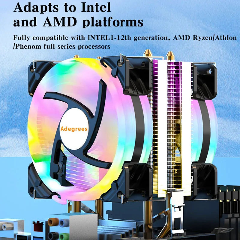 Ventilateur de refroidissement pour processeur Intel, refroidisseur d'air CPU, X79, X99, 3 broches, 4 broches, PWM, LGA 1366, 1151, 1155, 1200, 1700, 2011, AMD, AM3, AM4, AM5