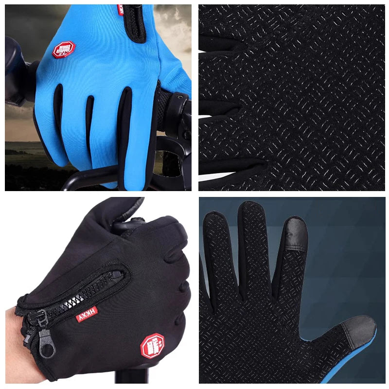 Gants d'hiver pour hommes et femmes, écran tactile, chauds, pour cyclisme en plein air, conduite, moto, gants froids, coupe-vent, antidérapants