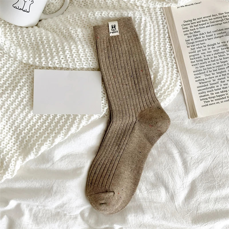 Chaussettes Carillon Respirantes Femme — Dessin Animé, Style Coréen, Décontractées, Douces