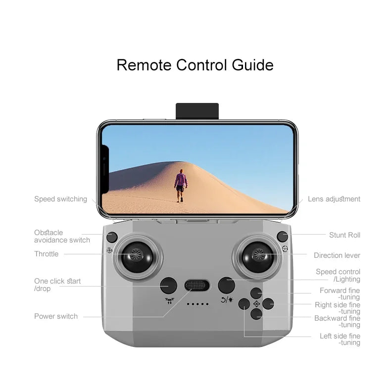 Drone GPS 8K HD professionnel — double caméra, évitement d'obstacles, moteur brushless, flux optique
