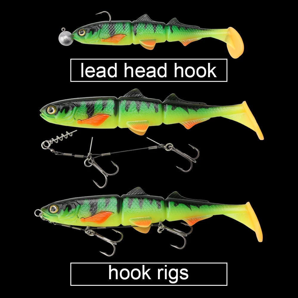 Spinpoler Paddle Tail Swimbait Shad brochet leurre de pêche 16 cm 22 cm appât souple 3 sections articulé Wobbler perche Zander attirail