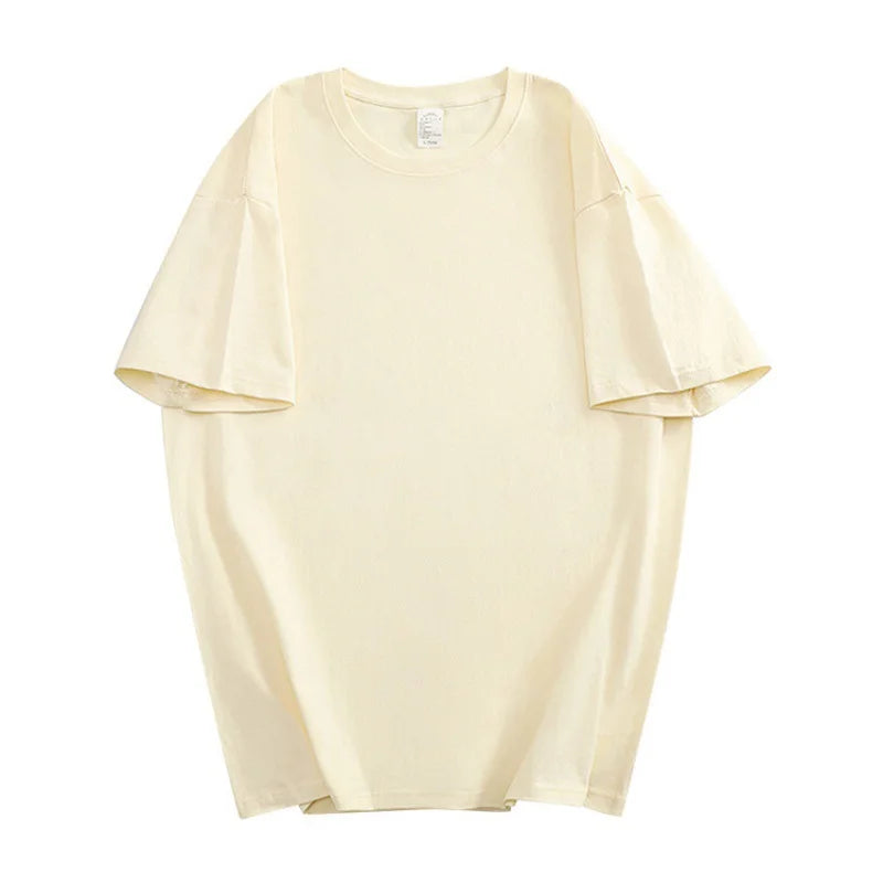 100% Cotton Five Half Sleeve Men Women Summer Loose Short Sleeve Casual T-Shirt Basic Round Neck Solid Color Tops