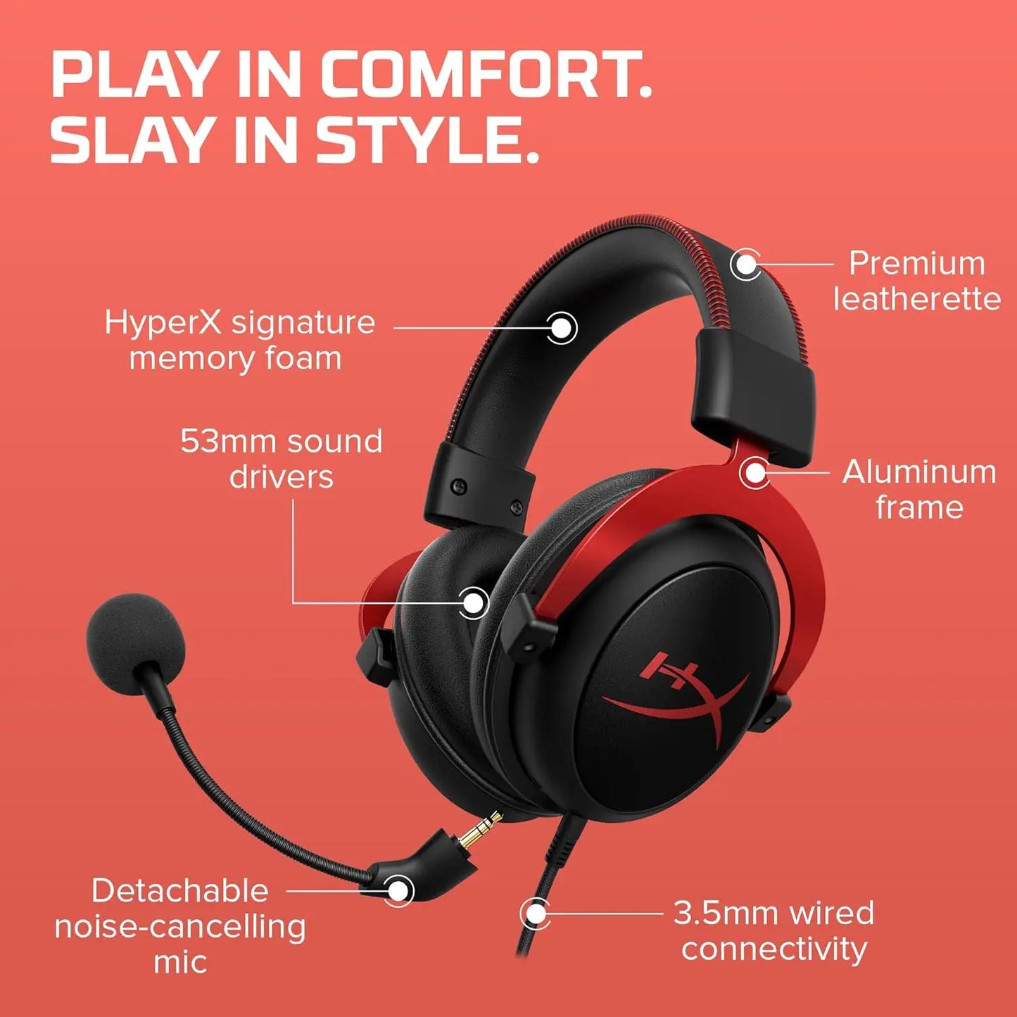 HyperX Cloud II - Auriculares Hi-Fi 7.1, sonido envolvente, para juegos, con micrófono, para ordenador y teléfono móvil, Original, usado