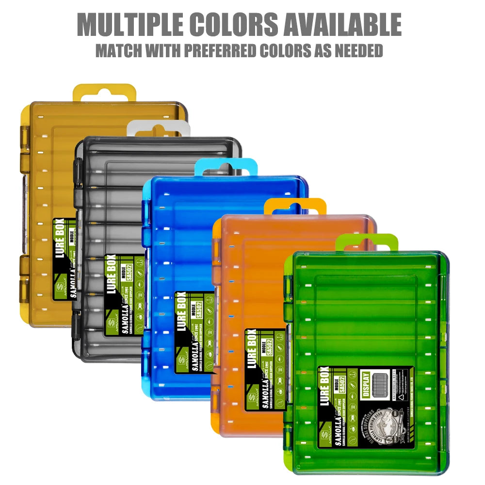 Caja de aparejos de pesca con 14 compartimentos, accesorios de pesca, estuche de almacenamiento para anzuelos de señuelo, cajas de almacenamiento de herramientas de pesca de doble cara