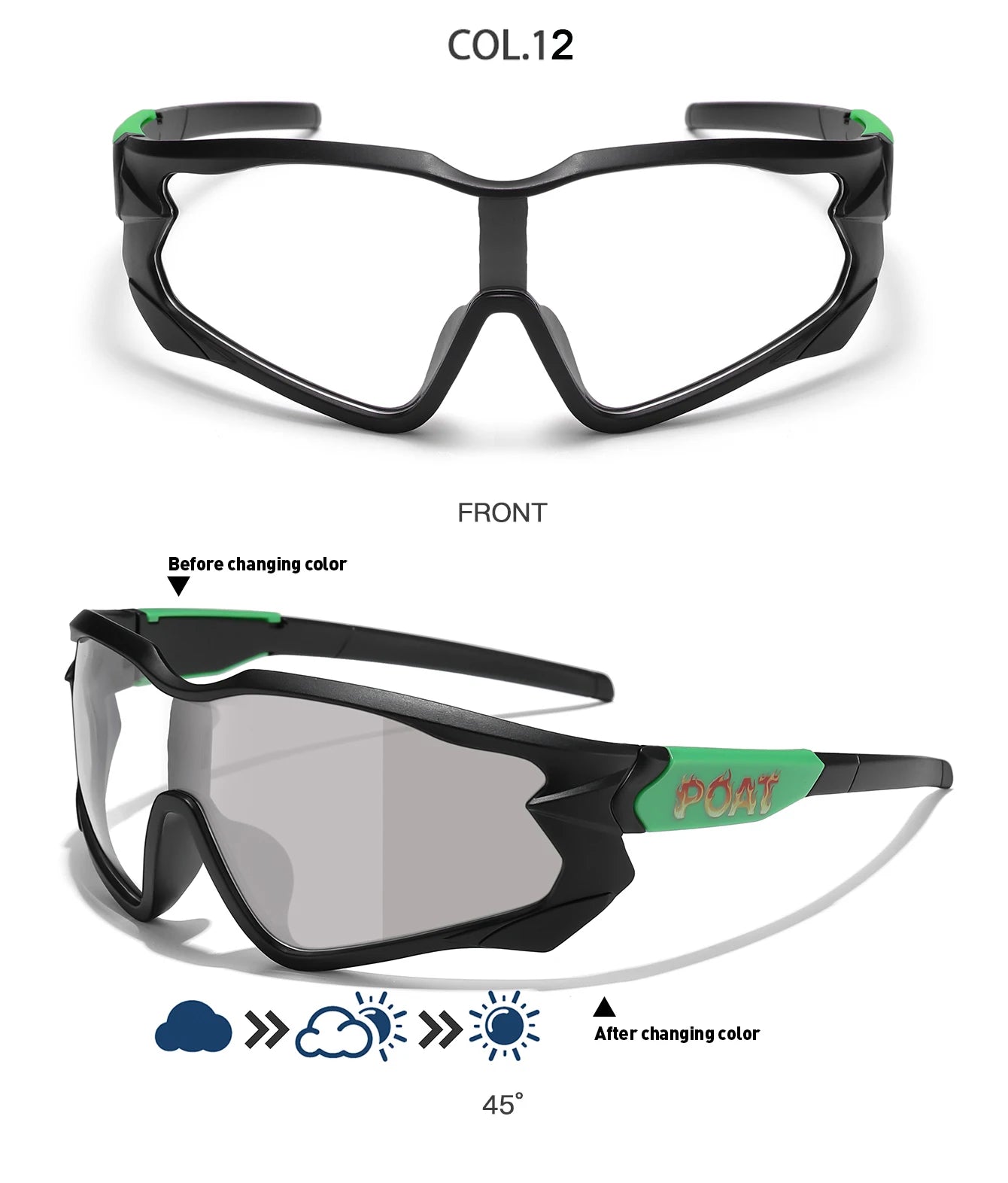 POAT tout nouveau Style lunettes de soleil photochromiques sport hommes femmes vtt vélo lunettes de vélo cyclisme pêche lunettes de course