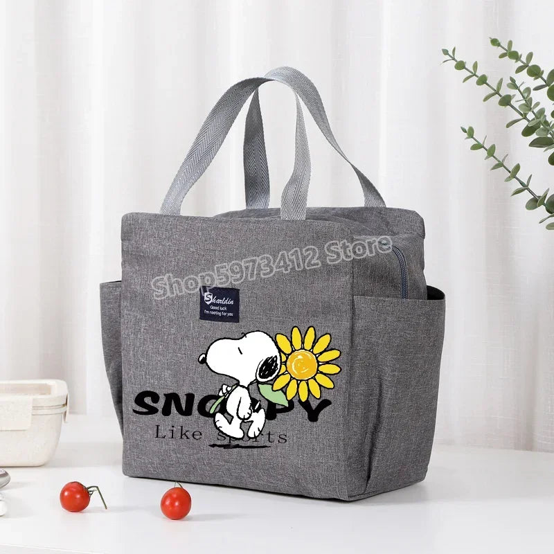Bolsa isotérmica portátil para el almuerzo y bebidas de Snoopy, bolsa isotérmica para alimentos, caja térmica, bolsa de picnic, bolsas de transporte, bonito regalo para niños