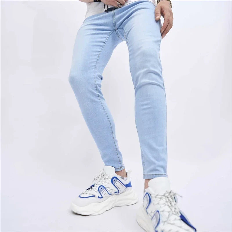 2025 Men's Classic Advanced Pencil Jeans Men's Soft Stretch Black Biker Masculino Slim Fit Denim Solid Casual Pants