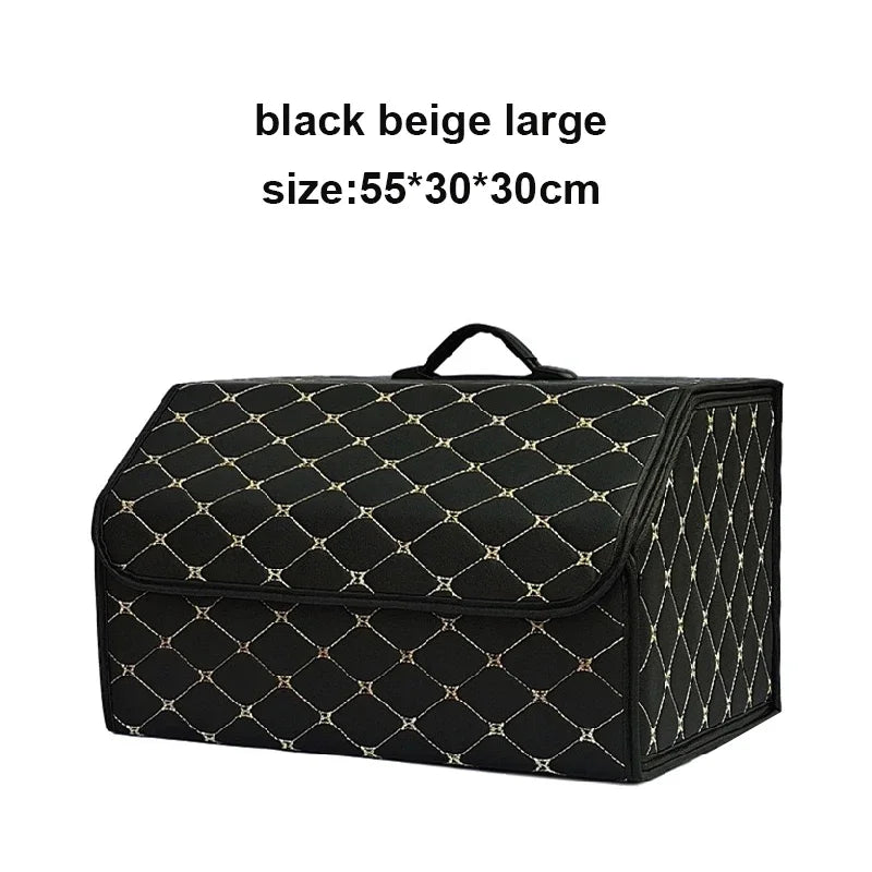 Car Trunk Storage Box, Large Capacity Automotive Multi-purpose Tools Storage Bag, Organizer, Foldable Leather for Emergency