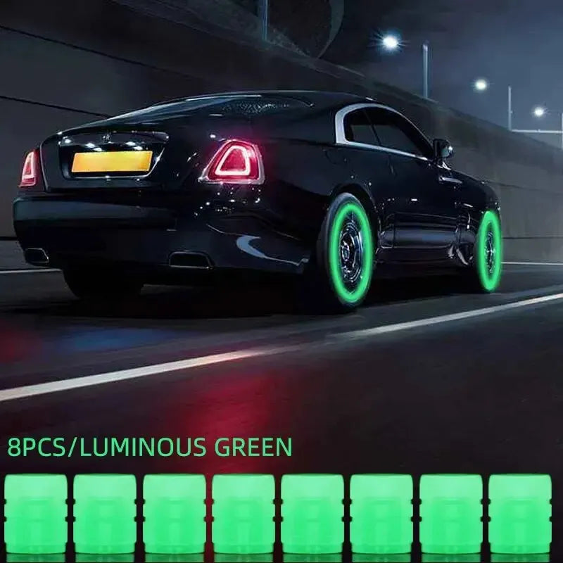 8 pièces Valve lumineuse moto vélo vélo voiture roue pneu moyeu capuchon Fluorescent nuit brillant lumineux Valve tige bouchons décor