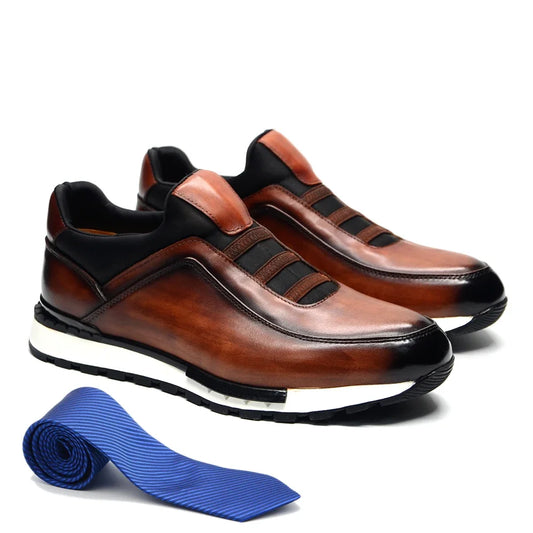 Espadrilles en Cuir Véritable Homme — Faites à la Main Sans Lacet Mocassins