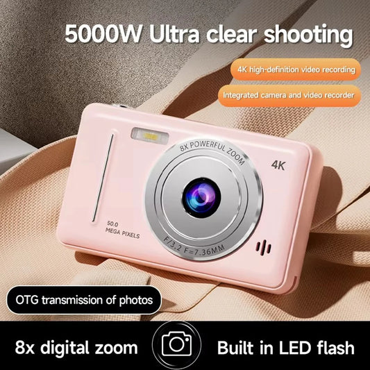Appareil photo numérique 4k rétro CCD, appareil photo portable, 50 millions de pixels, mise au point automatique, appareil photo d'entrée de gamme, double appareil photo, flash LED, appareil photo pour étudiants