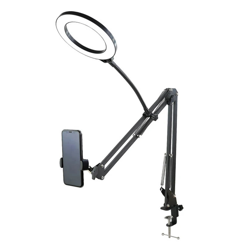 Trépied aérien pour téléphone avec anneau lumineux, support de téléphone portable de bureau pour Table de prise de vue vidéo, support Mobile pour enregistrement de tournage