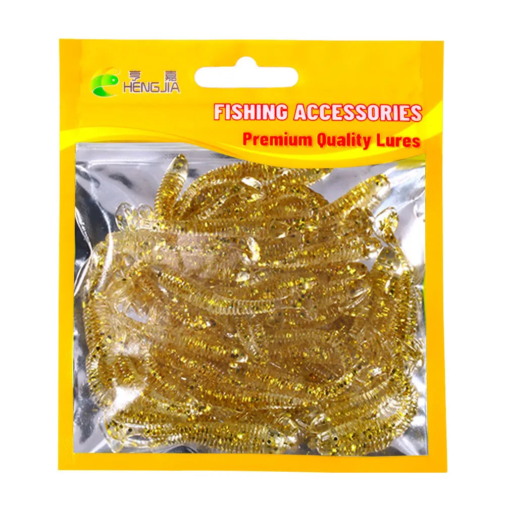 Hengjia 10-50pcs/lot 4.5CM Small Soft Silicone T-Tail Worm Swimbait Lure Fishing Tackle for Carp Black-bass Pike