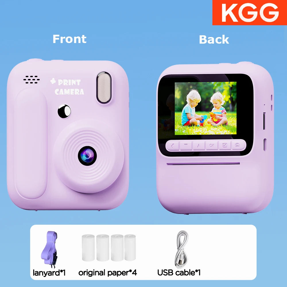 Instant Camera for Kids, Color Printing, 32GB, 1080P, Thermal Print Toy, Photo, Video Games, Music, Children's Gift