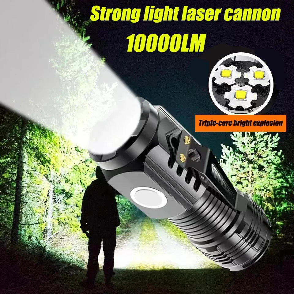 Lampe de poche LED Rechargeable à lumière forte, multifonctionnelle pour longue portée, Mini lampe de poche Portable pour l'extérieur et la maison, lumière à Clip pour capuchon
