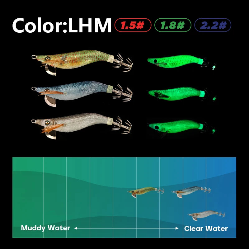 LETOYO Mini Leurre de Calmar — Tailles 1.5# 1.8# 2.2# Appat Squid