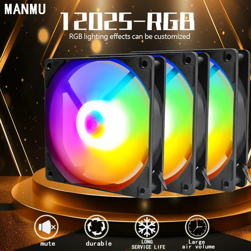Manmu Fetival Pormotion 120mm ventilateur d'ordinateur arc-en-ciel RGB/ventilateur de PC de jeu à haute performance de refroidissement
