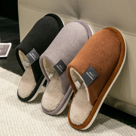 Winter Warm Slippers Men Home Non-Slip Soft Shoes Comfortable Flat Heel Indoor House Plush Slippers Bedroom Women Shoes