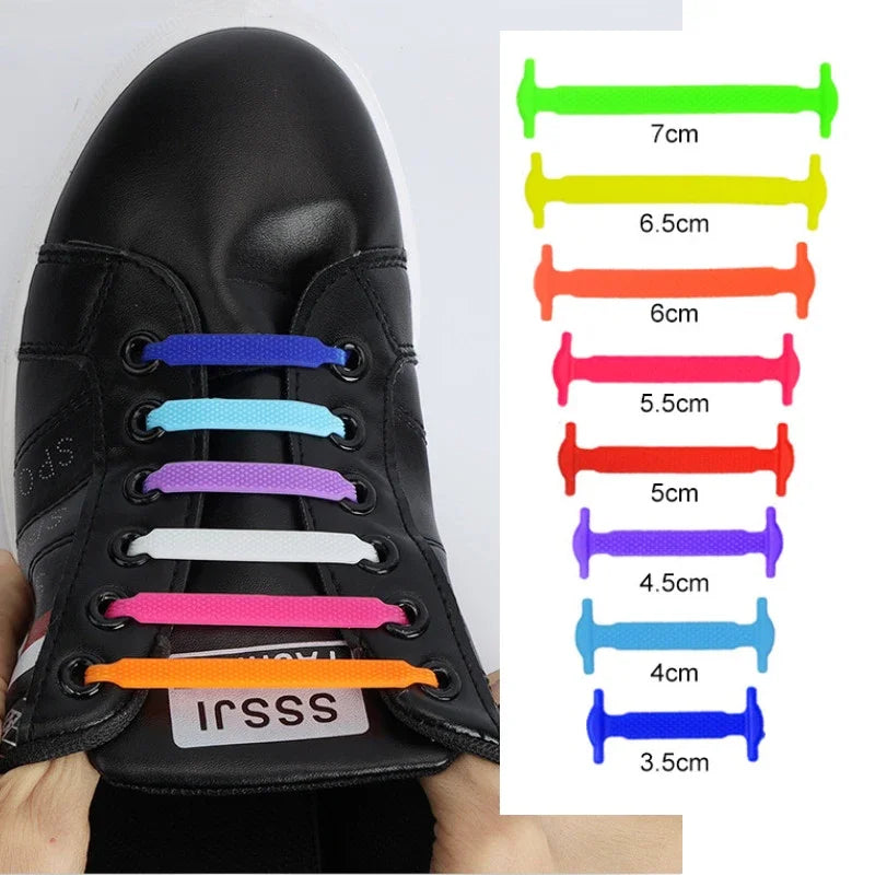 16pcs Lazy Lace Silicone Quick Elastic Lace Women Men No Tie Kids Adults Sneakers Lacing Lace Buckle Shoes Accessories