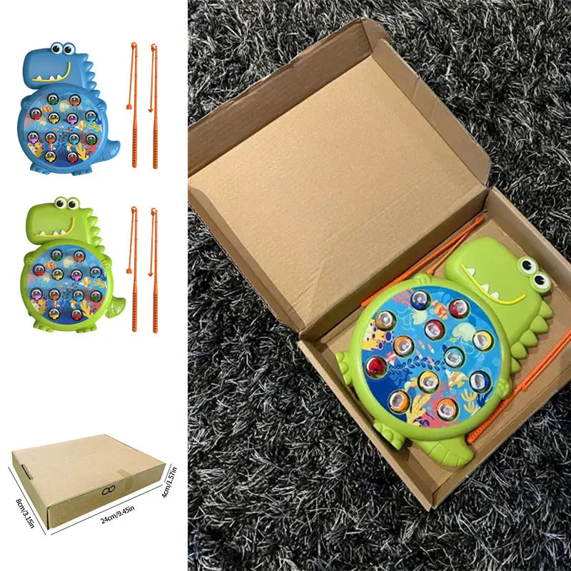 Jouets de pêche magnétiques simples dinosaure, canne à jeu, jouets pour enfants, bébé Montessori avec tige, cadeau éducatif sans rotation