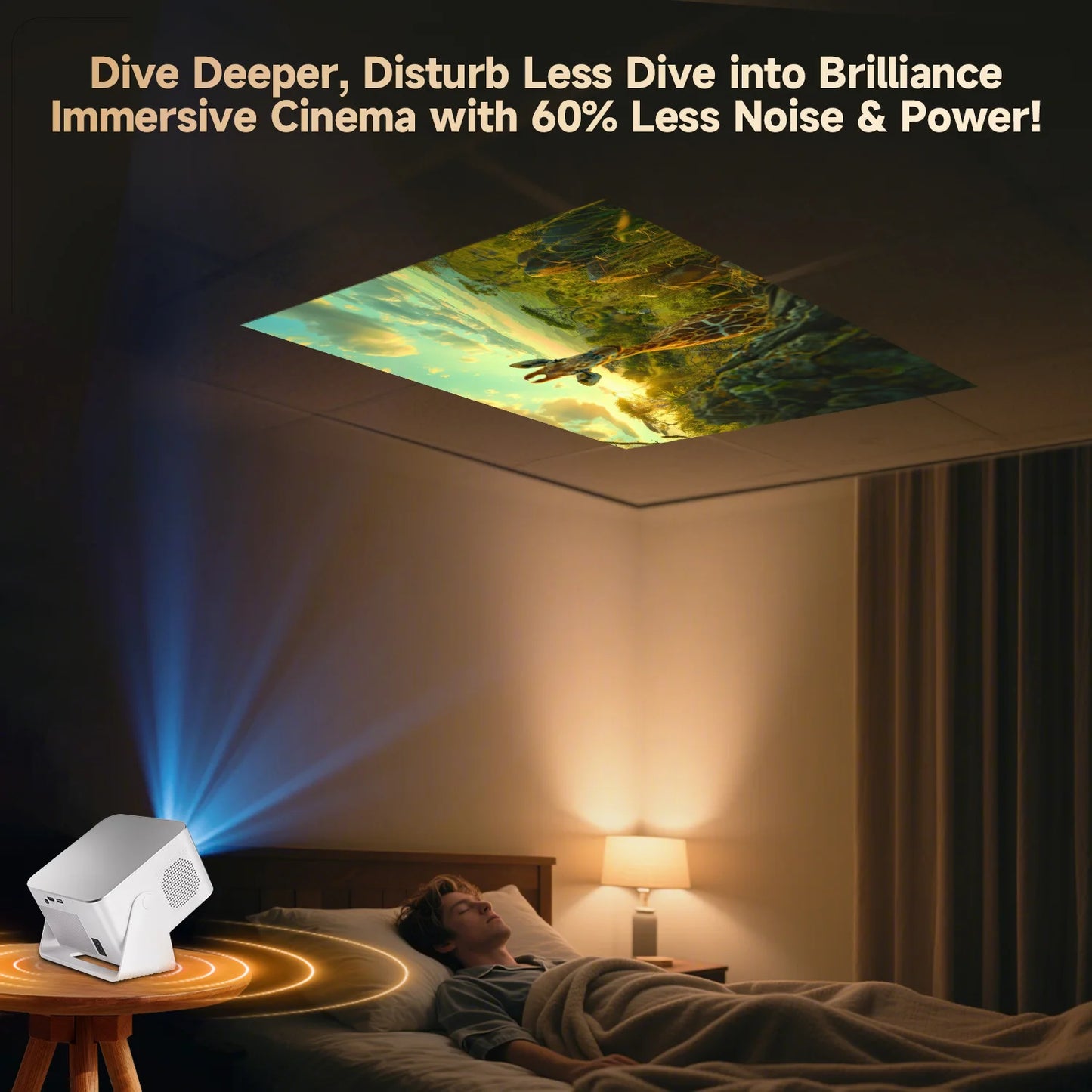 Projecteur Android 14 900 ANSI — mise au point automatique, natif 1080P, WiFi6, BT5.4, portable extérieur
