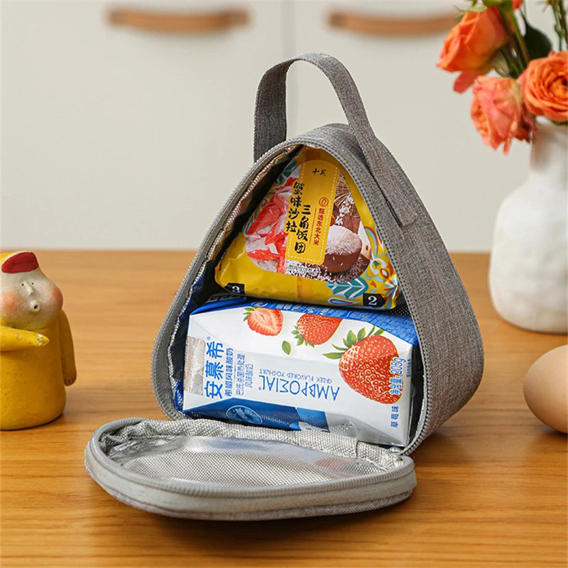 Mini bolsa aislante triangular de aluminio, enfriador térmico, bolsa de almuerzo para estudiantes, bolsa para bolas de arroz, fiambrera, bolsas de transporte para almuerzo Bento