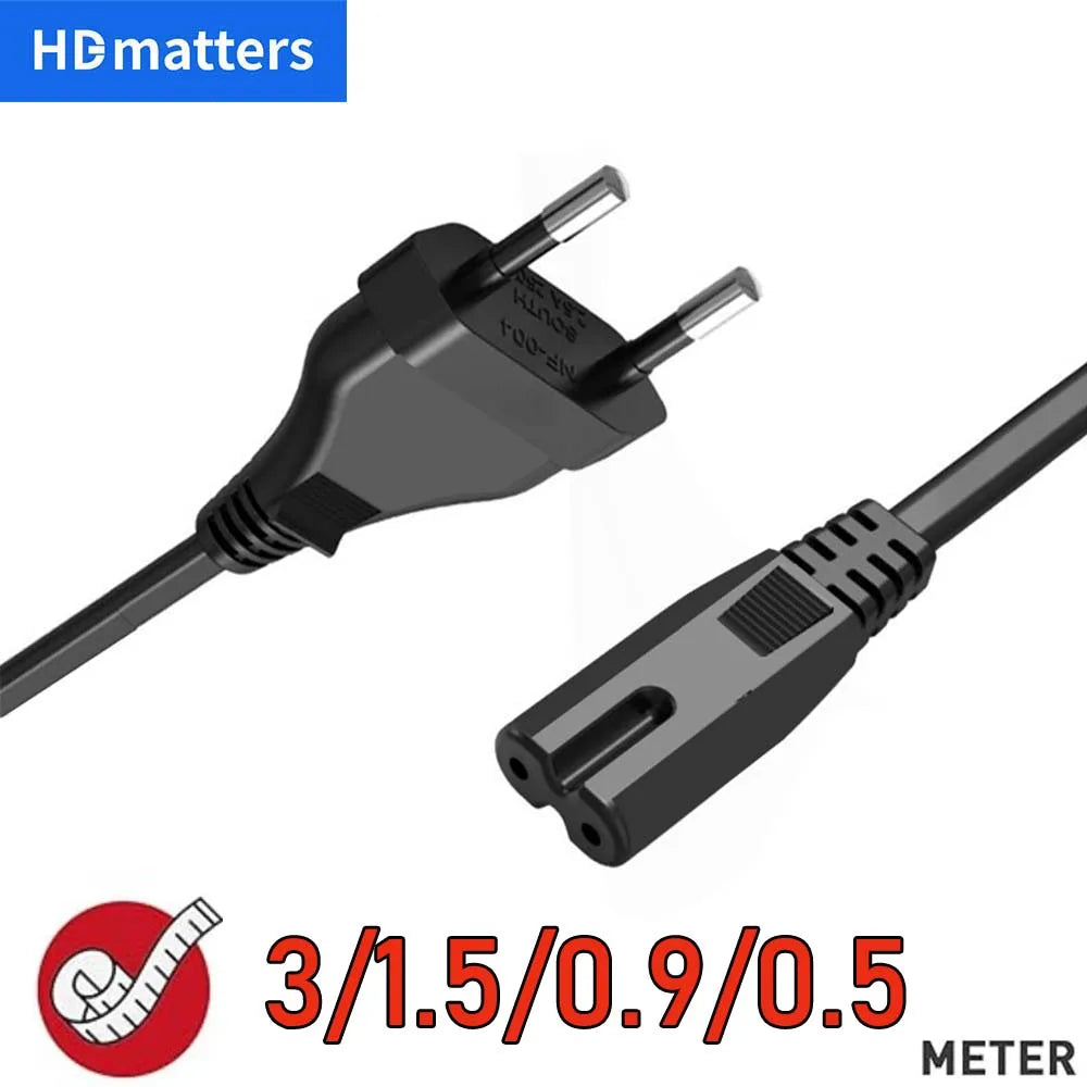 Cable de alimentación UE, cable de alimentación europeo UE no polarizado IEC-320-C7 a CEE 7/16, cable de alimentación de CA para DJI Mavic Air 2/2S PS4 PS5 Xbox TV