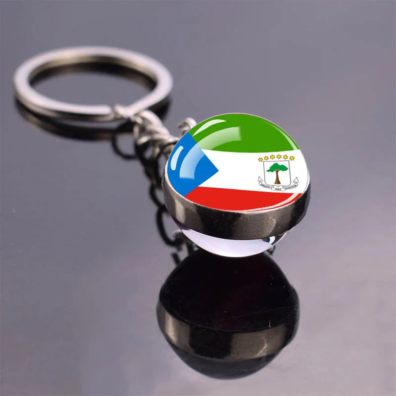 Porte-clés drapeau africain, algérie, somalie, tunisie, maroc, egypte, drapeau National, pendentif boule de verre Double face, cadeau