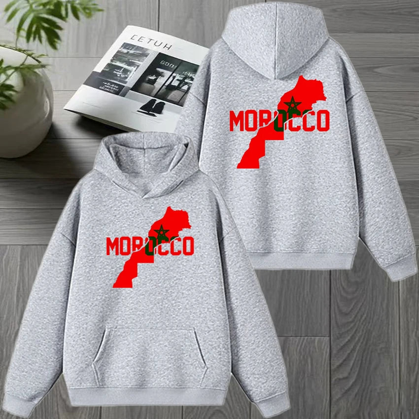 Automne hiver maroc harajuku nouveau en Double face imprimé sweat à capuche noir hommes femmes polaire pull décontracté unisexe mode sweat