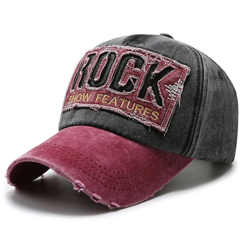 Casquette en denim shabby avec lettres lavées — hommes, femmes, chapeau de soleil, version coréenne, mode printemps/automne