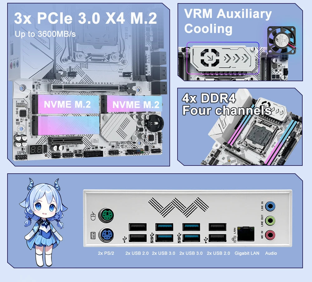 Nouveau X99 U9 MACHINIST X99 Kit de carte mère en option LGA2011-3 Xeon E5 2630 V4 CPU prise en charge TPM2.0 DDR4 mémoire NVME M.2 usb3.0