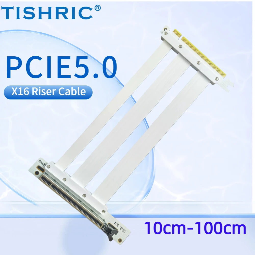Câble Riser PCI-E 4.0/5.0 X16 TISHRIC pour Carte Graphique, Blindage EMI, Extension Flexible Express Gen 4 pour GPU