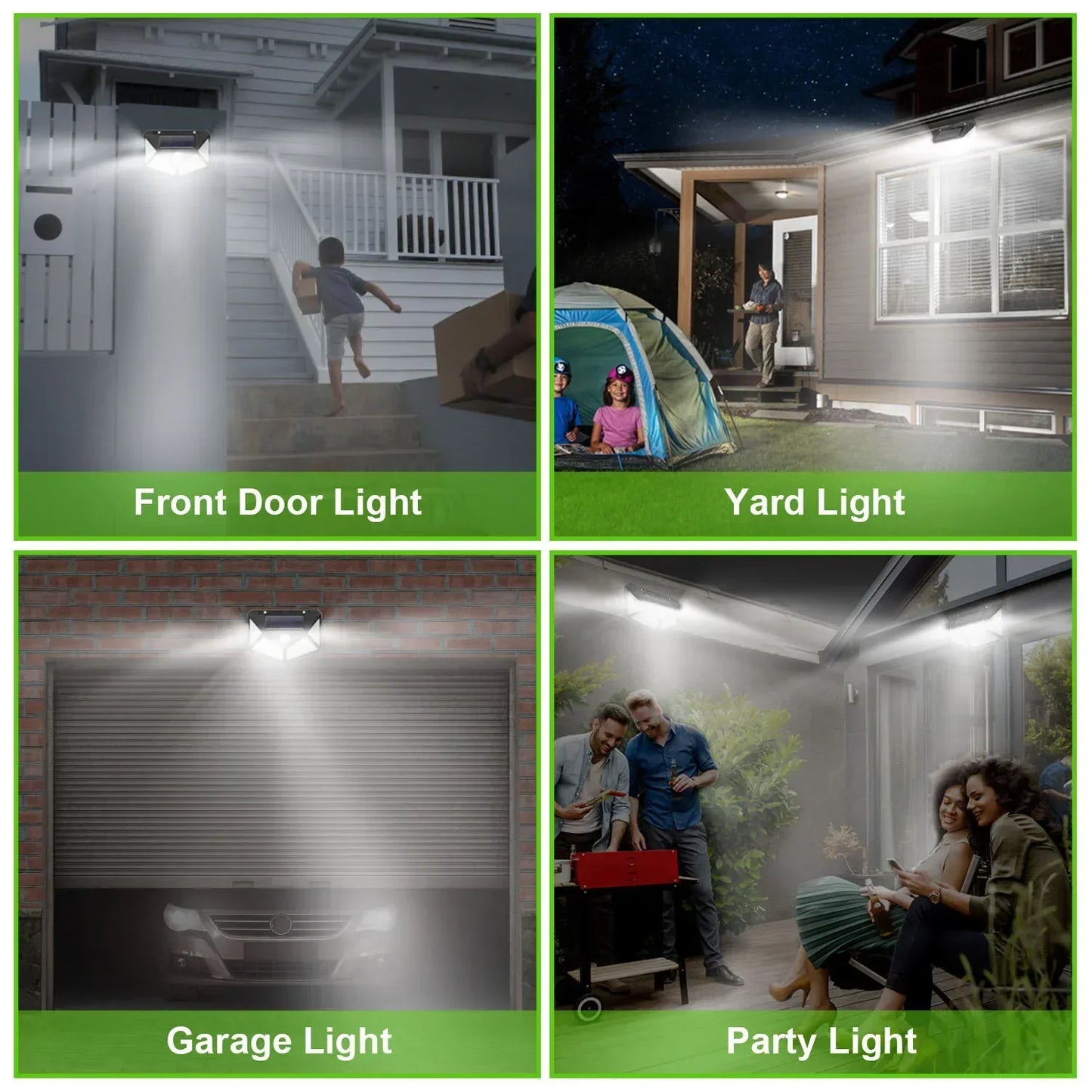 Lámpara solar LED multifuncional con sensor de movimiento, luz solar impermeable, decoración exterior para jardín, 62 focos