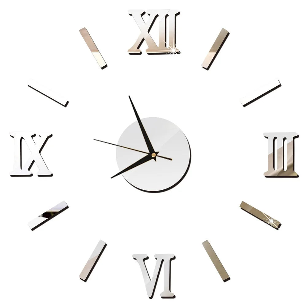 Creative Frameless Wall Clock, Silent Wall Sticker for Home, Acrylic Mirror Sticker, Wall Decor for Living Room and Office, DIY