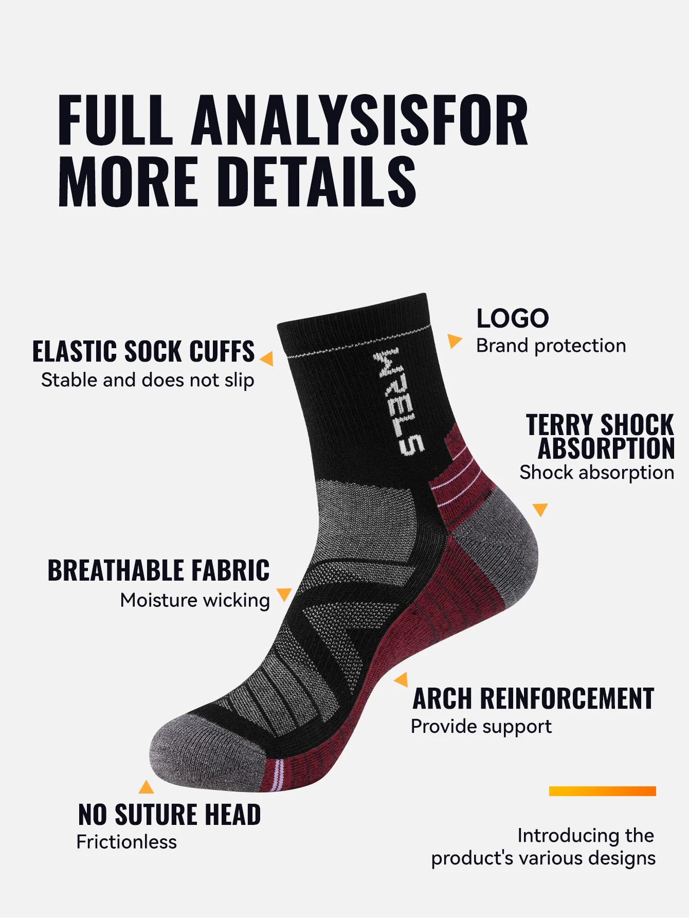 WRELS 1/2/3 paires chaussettes en laine mérinos thermique chaud hiver haute élastique épais chaussettes de randonnée Absorption d'humidité chaussettes de sport en laine
