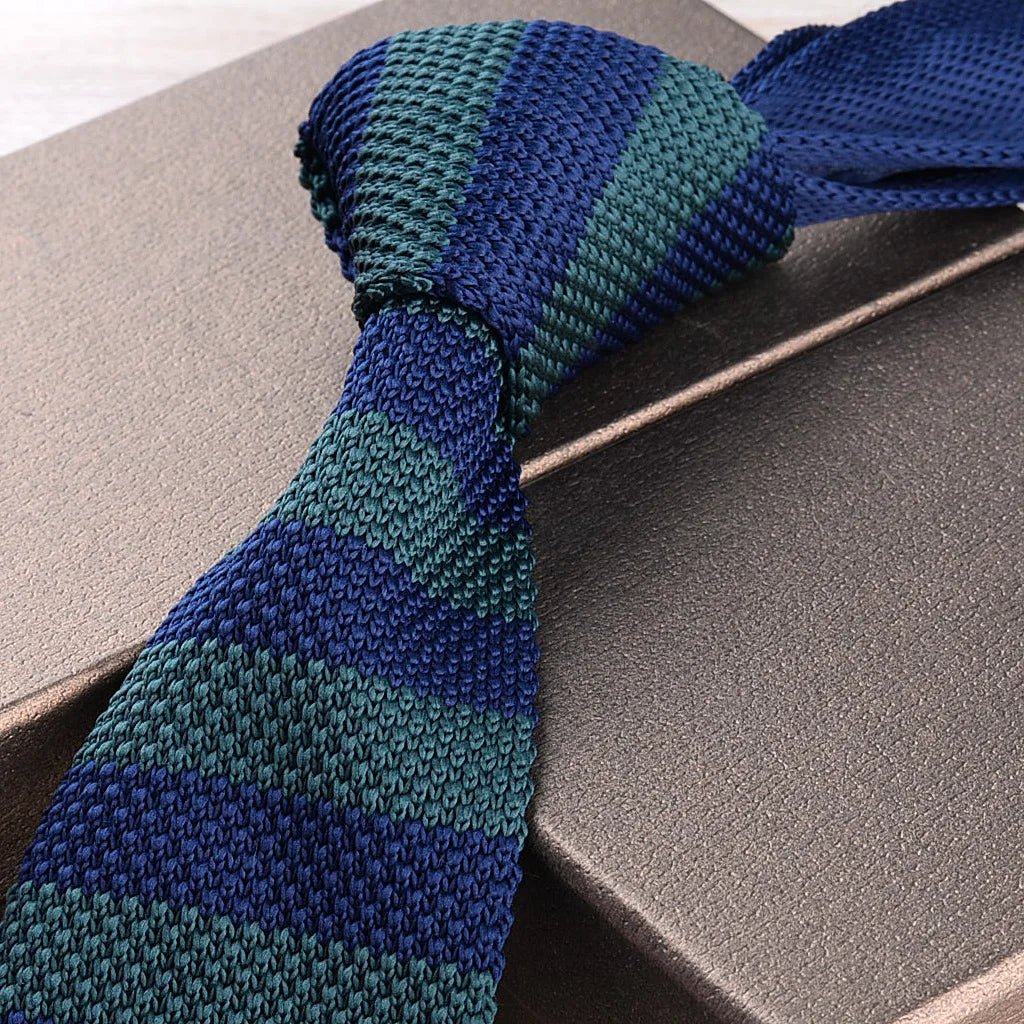 Men's Casual British Style Retro Striped Knitted Ties Formal Business Navy Red Brown Handmade Ties Tuxedo Neckties