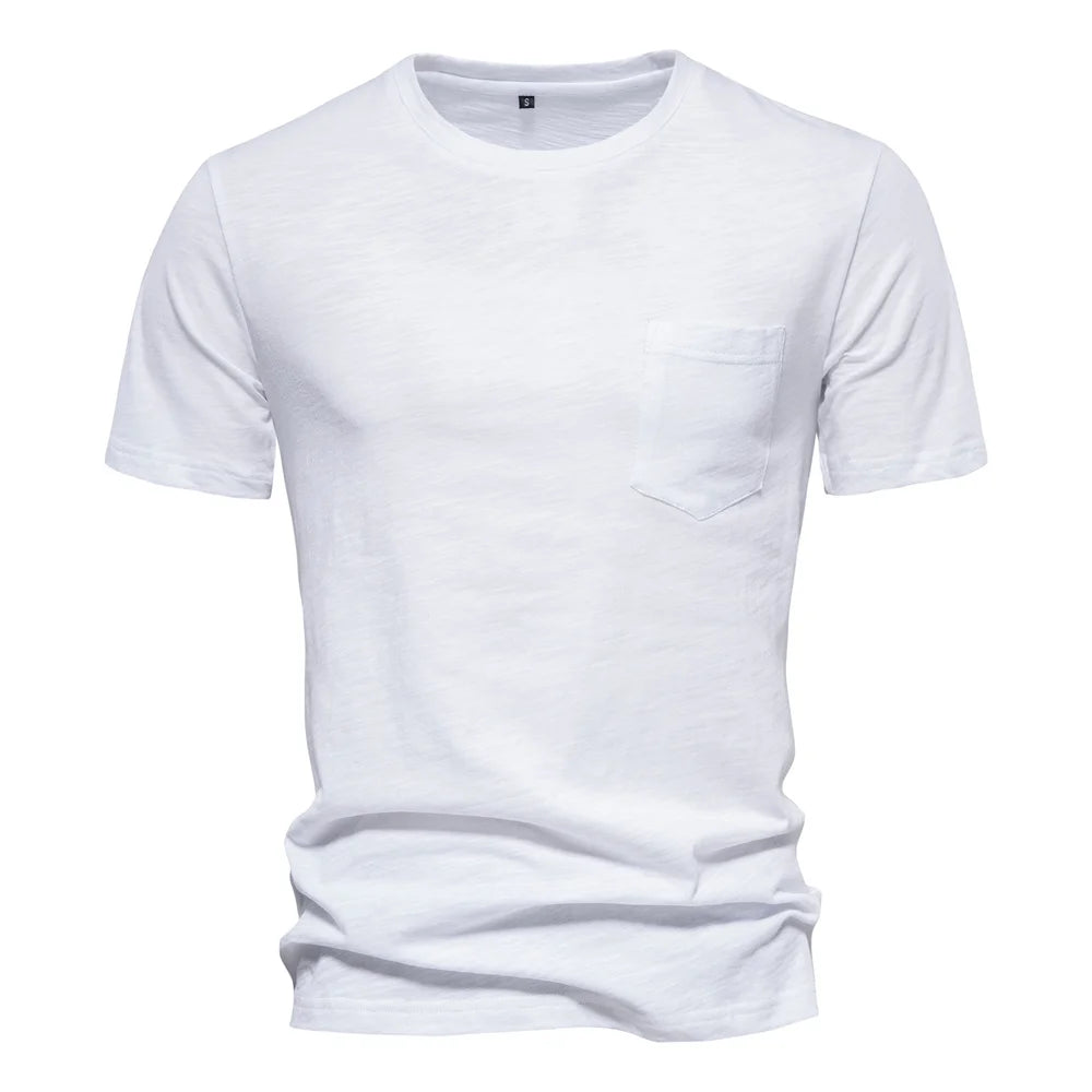 100% coton hommes T-shirt décontracté doux Fitness été mince T-shirts hommes vêtements de maison col rond à manches courtes solide T-shirt pour hommes